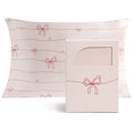 Blush Pink Ribbon Bow Satin Pillowcase & Gift Box Set