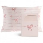 Blush Pink Ribbon Bow Satin Pillowcase & Gift Box Set