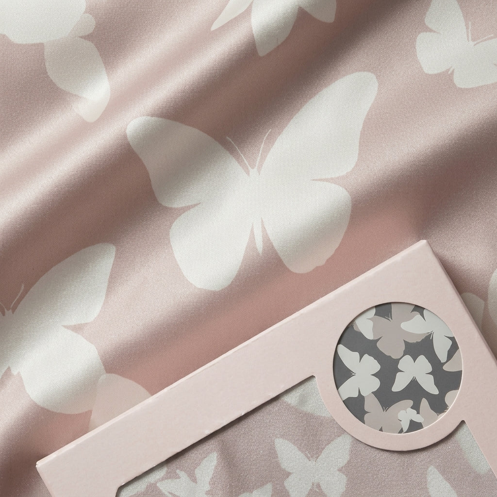 Draped Butterfly Faux Silk Pillowcase Set