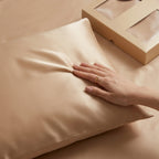 Rose Gold Silk Pillowcase with Unique Necktie Draping Detail
