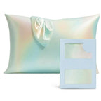 Pearl Iridescent Satin Pillowcase with Scarf Detail and Gift Box