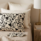 Graphic Heart Print Satin Pillowcase with Draped Detail and Gift Box