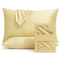 Gemini said Pale Gold Satin Pillowcase with Elegant Draped Detail and Gift Box