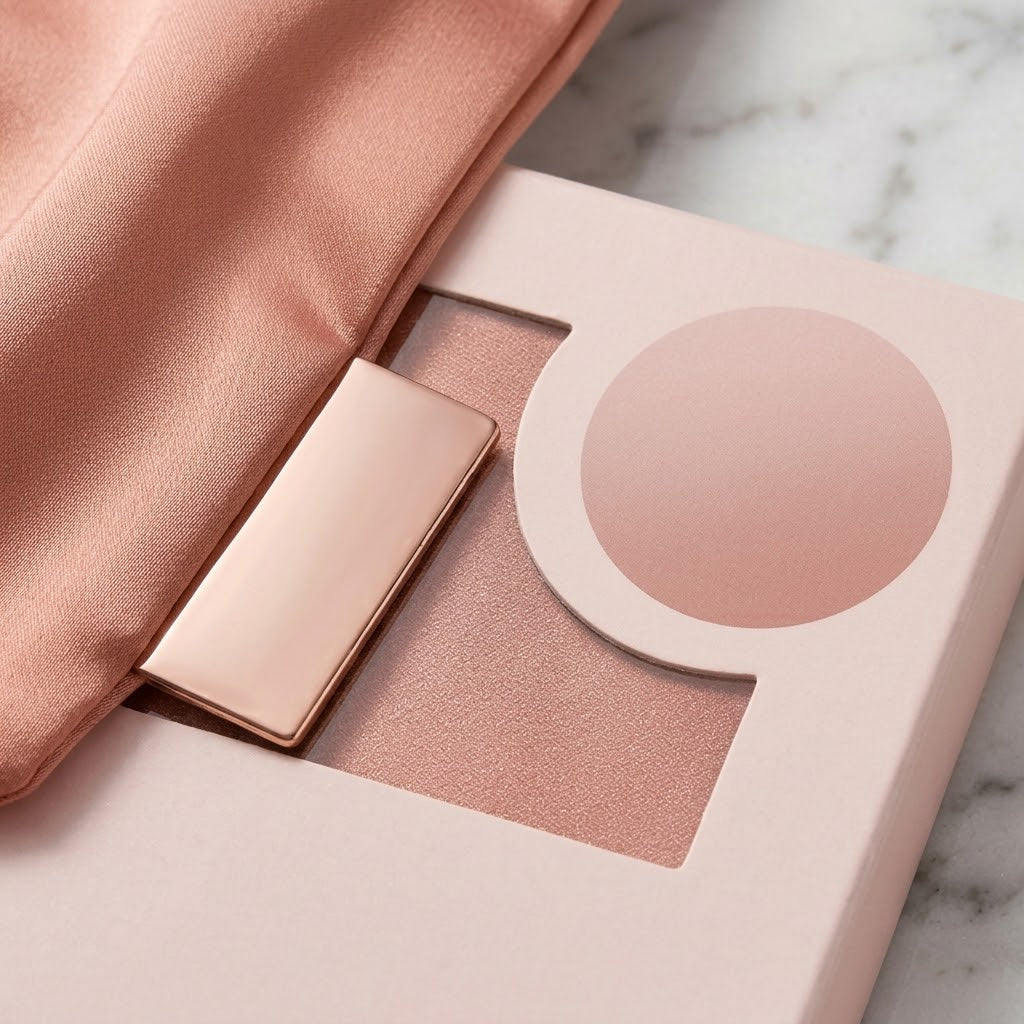 Dusty Rose Satin Pillowcase with Elegant Draped Accent and Gift Box