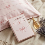 Blush Pink Ribbon Bow Satin Pillowcase & Gift Box Set